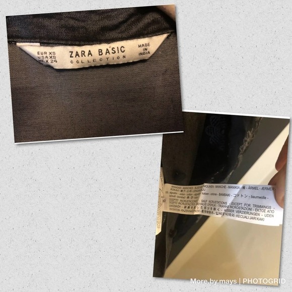 Zara Peasant button down shirt embroidery black Size XSmall Chambray Y2K - Picture 5 of 9